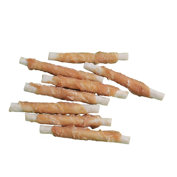 twist sticks wraped with chicken